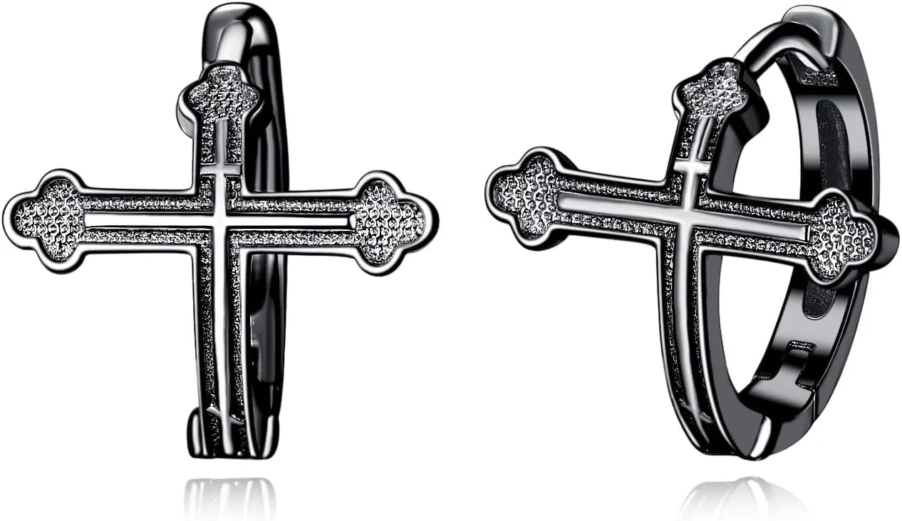 Sterling Silver Cross Earrings for Men Small Huggie Hoop Earrings Huggie Hoop Earrings for Women Cartilage Hoop Earring