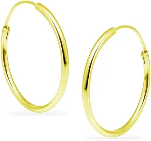 Sterling Silver Earrings for Women & Girls 24mm Endless Hoops Thin Round Colors Available