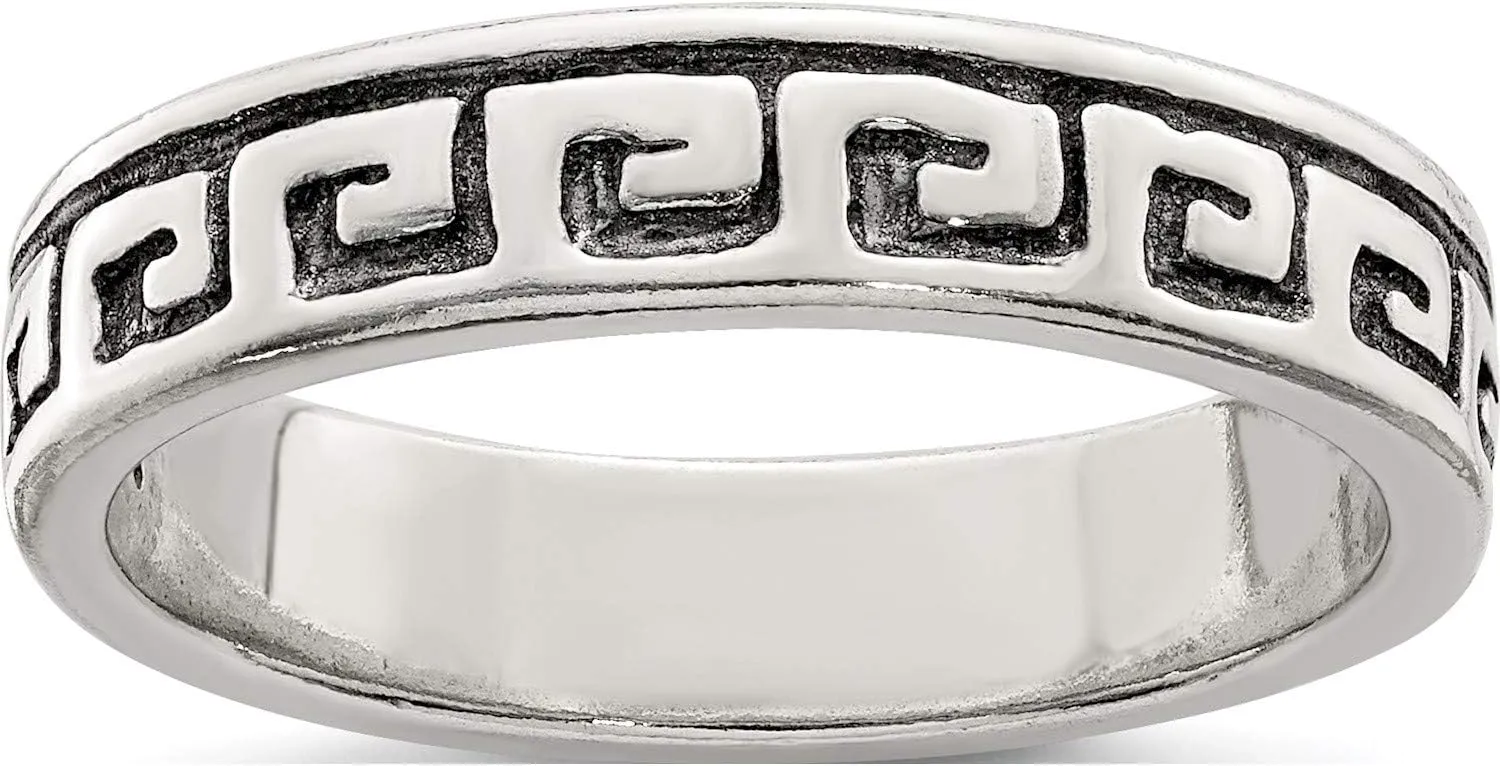 Sterling Silver Greek Key Antiqued Band - Jewelry By Sweet Pea