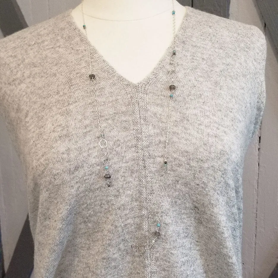 Stone Mix Long Chain Necklace