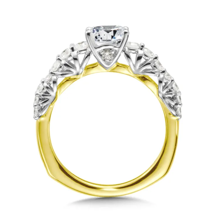Straight Two-Tone Diamond Engagement Ring w/ Trellis Undergallery