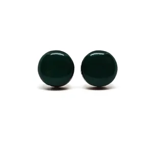 Stud Earrings Set, Forest Green 10 mm Round Stud Earrings, Handmade, for Women Girls Men, Stainless Steel Posts for Sensitive Ears, Lightweight Color Dot earrings by Candi Cove Designs