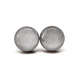 Stud Earrings, Shimmer, 10 mm, Handmade, Stainless Steel Posts for Sensitive Ears Stud for Women Men Girls (Silver Shimmer)