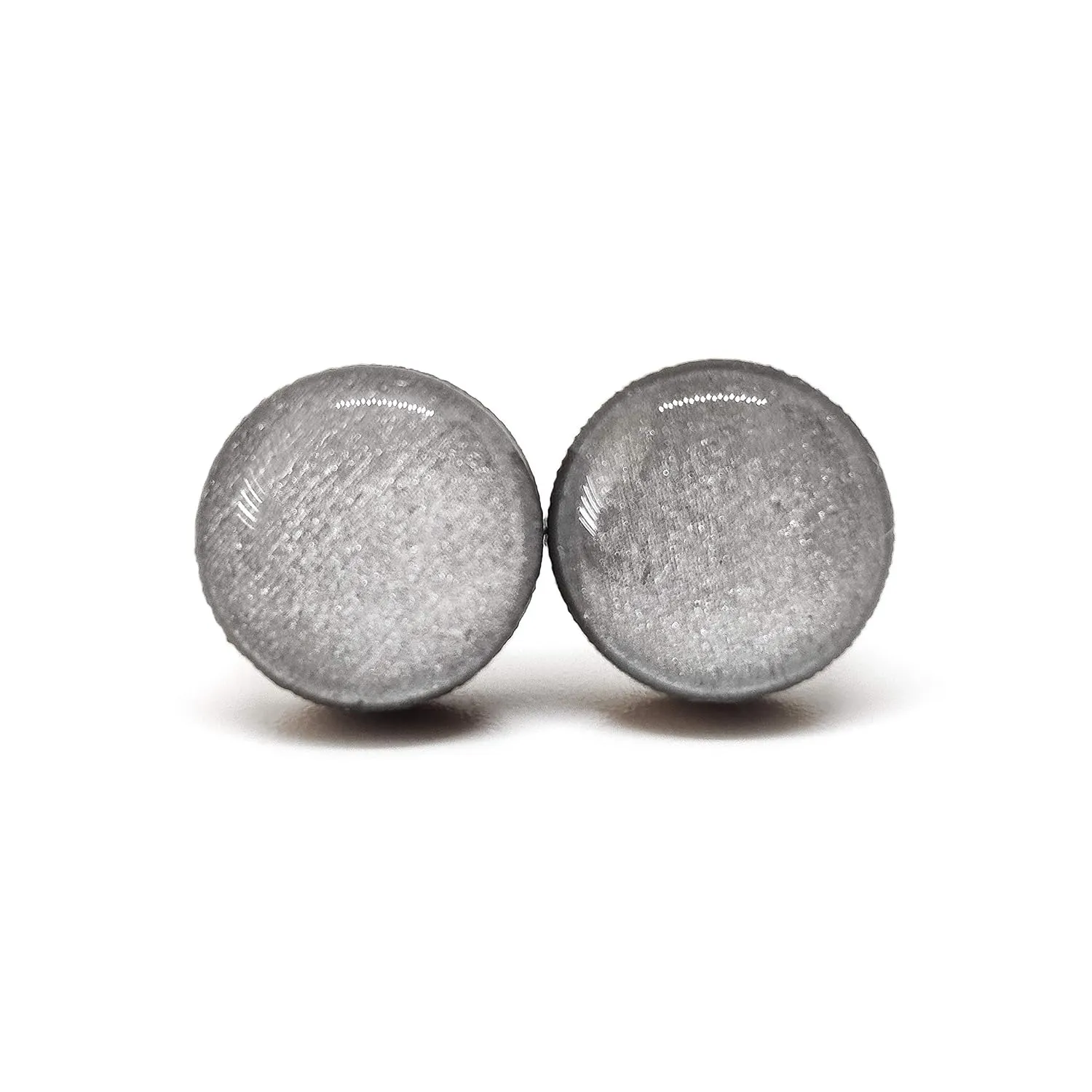 Stud Earrings, Shimmer, 10 mm, Handmade, Stainless Steel Posts for Sensitive Ears Stud for Women Men Girls (Silver Shimmer)