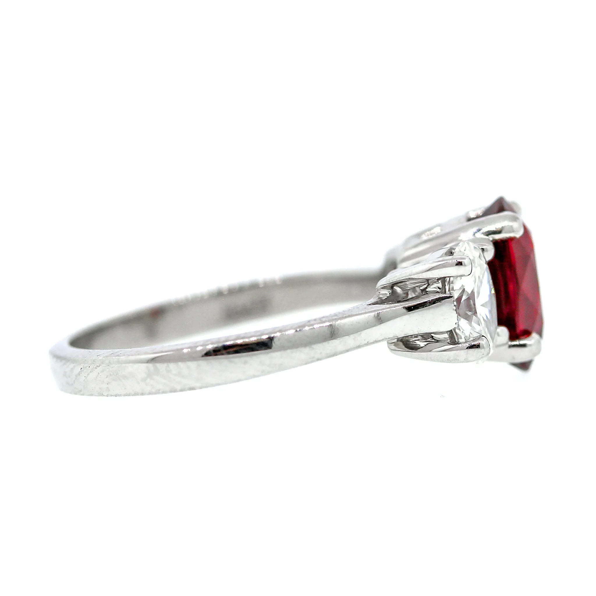 Stunning Natural Madagascan Ruby & Platinum Diamond Engagement Ring