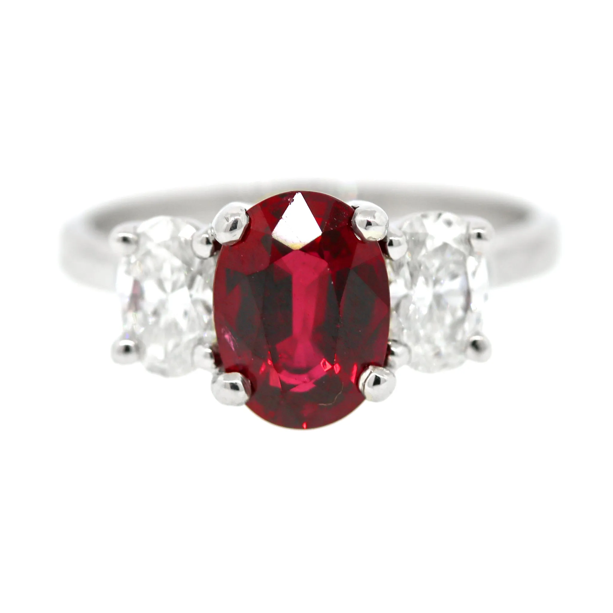 Stunning Natural Madagascan Ruby & Platinum Diamond Engagement Ring