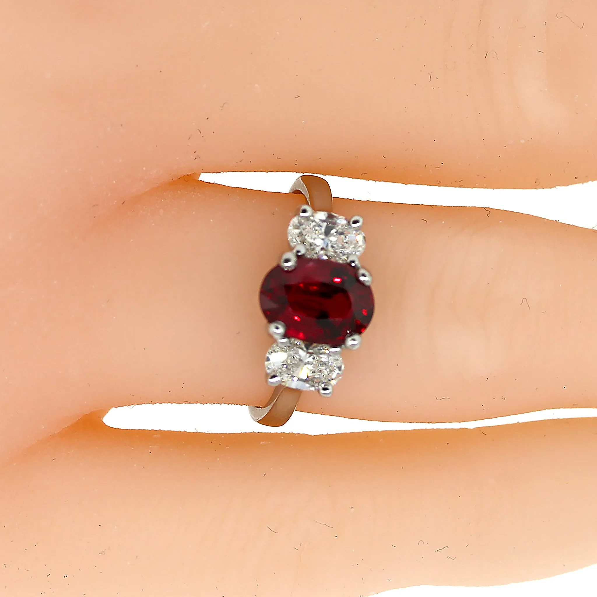 Stunning Natural Madagascan Ruby & Platinum Diamond Engagement Ring
