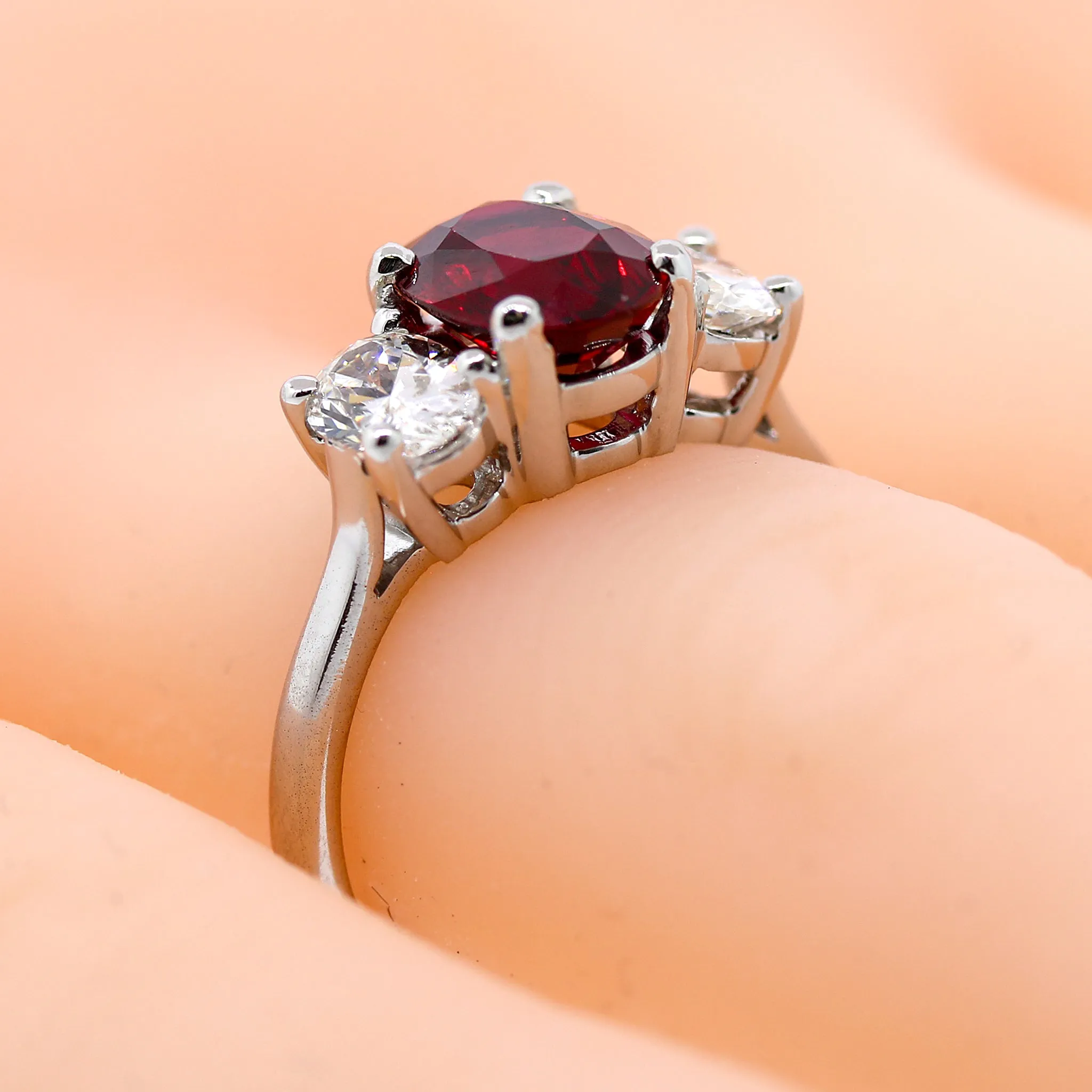 Stunning Natural Madagascan Ruby & Platinum Diamond Engagement Ring