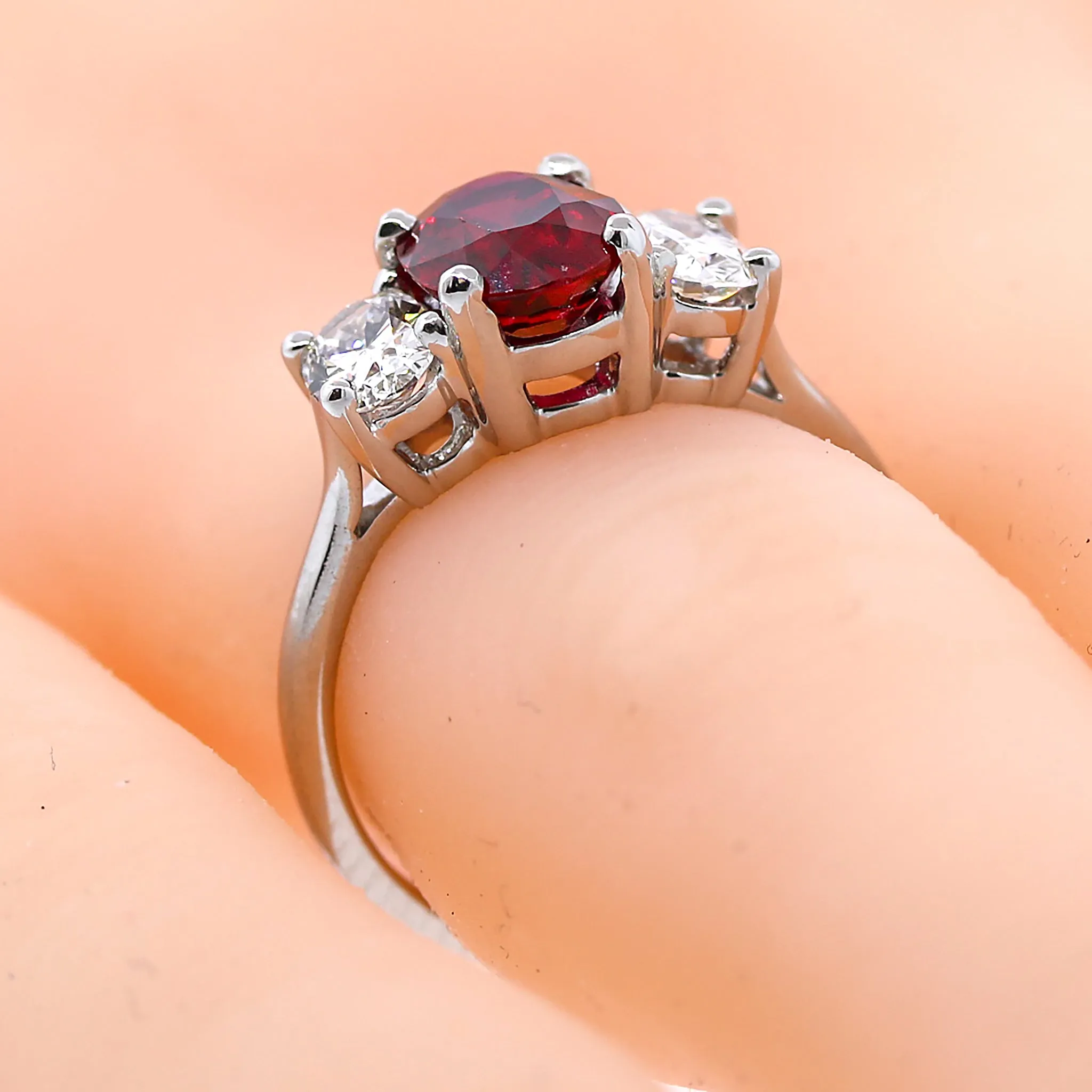 Stunning Natural Madagascan Ruby & Platinum Diamond Engagement Ring