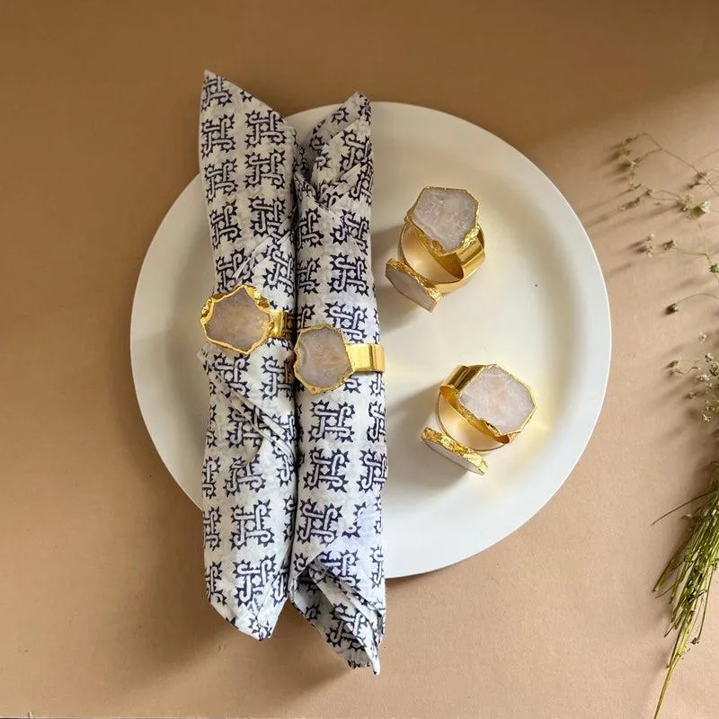 Suzzaine Handcrafted Agate Napkin Rings (White) - Set Of Six