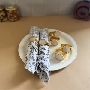 Suzzaine Handcrafted Agate Napkin Rings (White) - Set Of Six