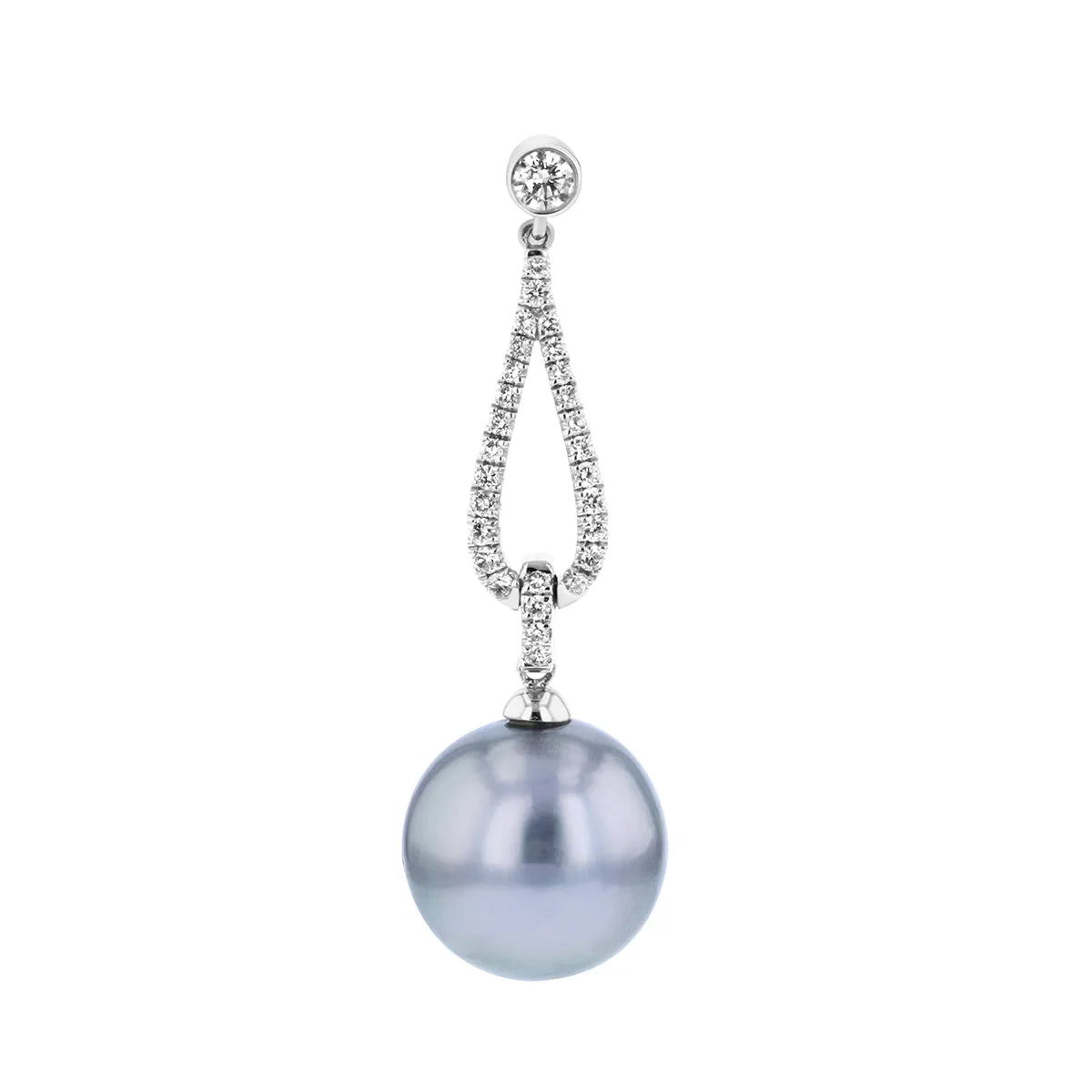 Tahiti Pearl & Diamond Drop Earrings | 9K White Gold