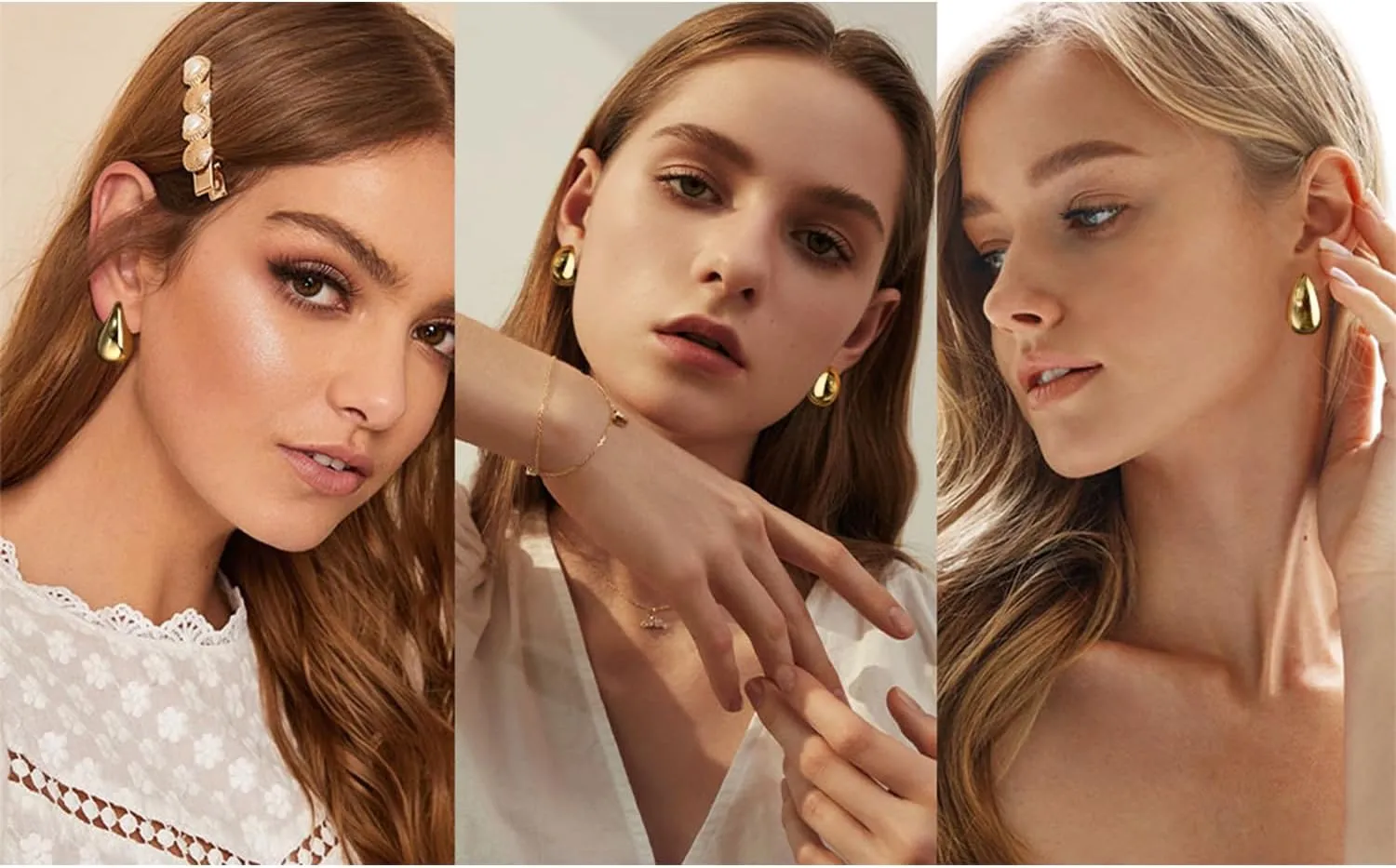 Teardrop Chunky Earrings for Women Trendy Hoop Earring Set Earring Dupes, Fashion Gold Large Drop Earrings