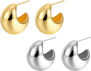 Teardrop Chunky Earrings for Women Trendy Hoop Earring Set Earring Dupes, Fashion Gold Large Drop Earrings