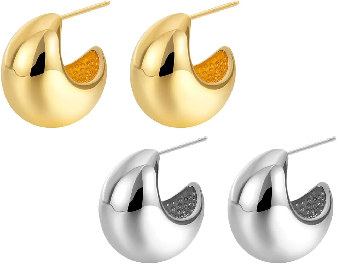 Teardrop Chunky Earrings for Women Trendy Hoop Earring Set Earring Dupes, Fashion Gold Large Drop Earrings