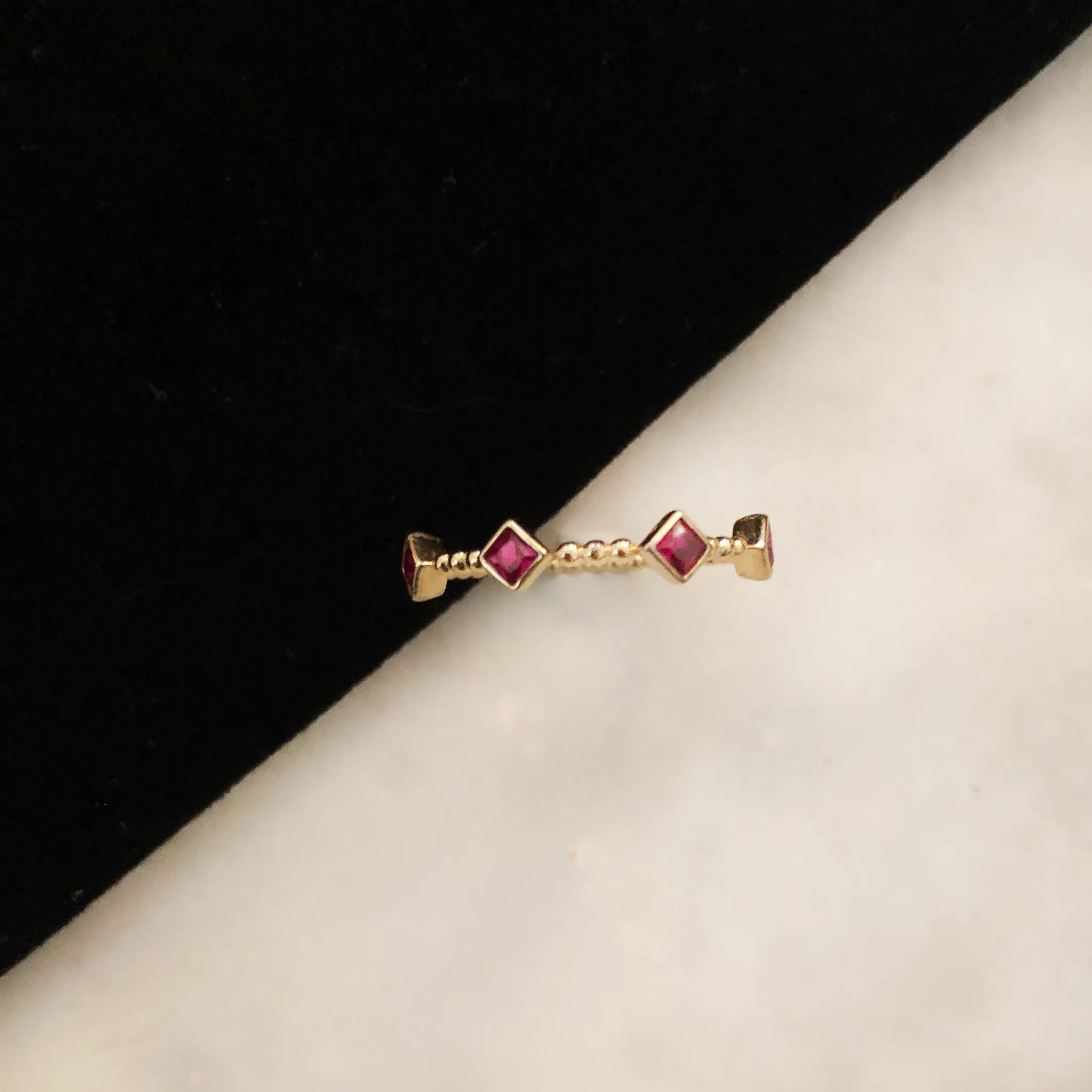 Templar Stacking Ring in 14K Gold  - Ruby