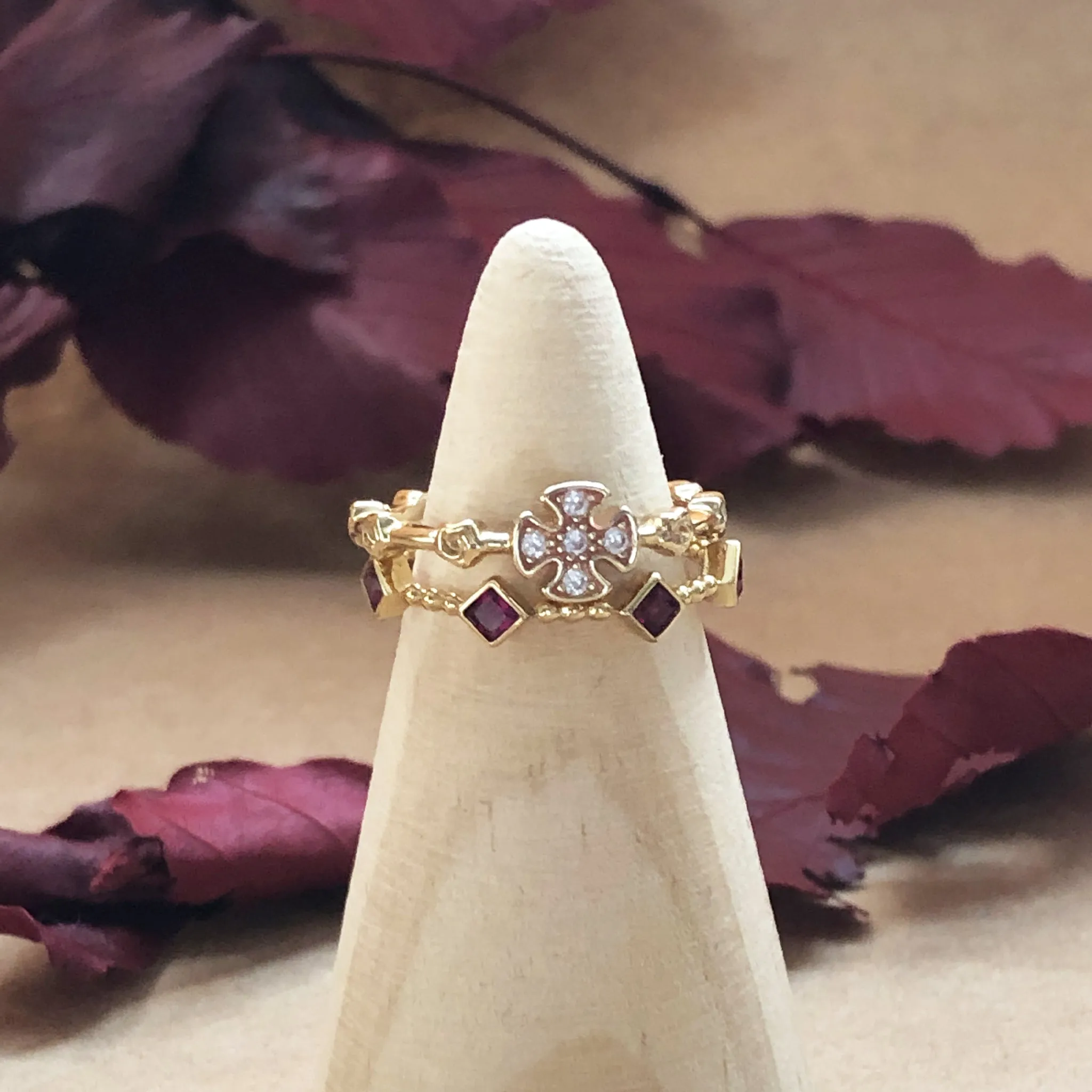 Templar Stacking Ring in 14K Gold  - Ruby
