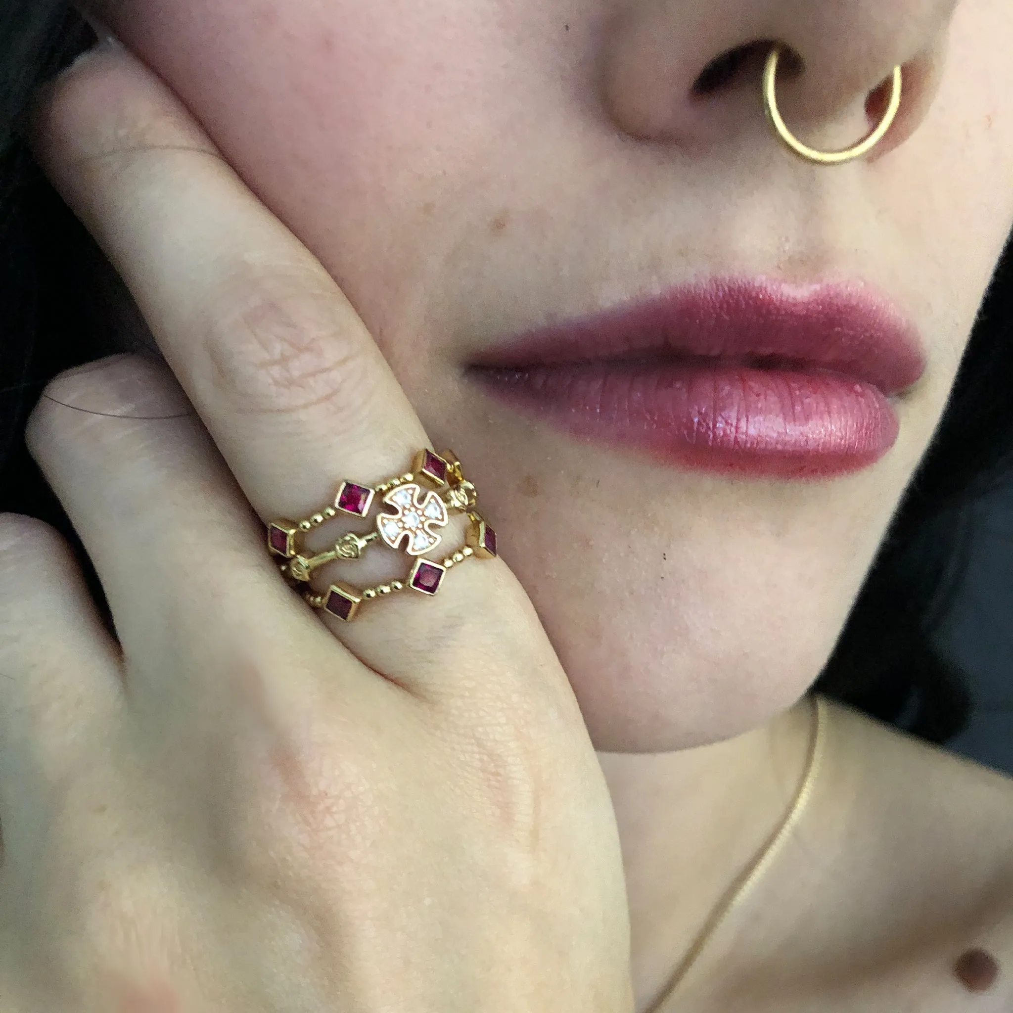 Templar Stacking Ring in 14K Gold  - Ruby