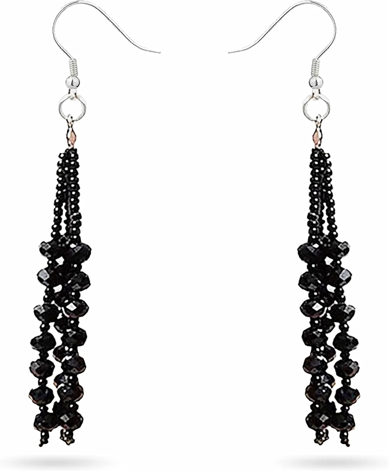 The 1920's Collection Vintage Style Charcoal Black Multitier Beaded Earrings for Women