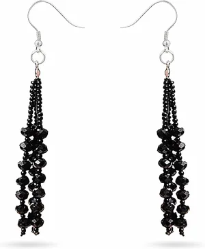 The 1920's Collection Vintage Style Charcoal Black Multitier Beaded Earrings for Women