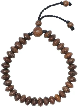 TheTasbih Exotic Johar Wood 33-bead Saucer-shape 9x6mm Adjustable Prayer Bead Bracelet