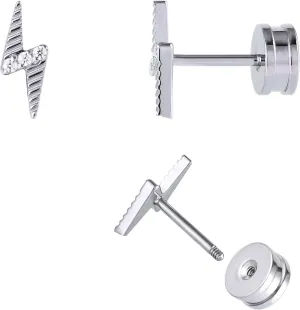 Threadless Flat Back Earrings Hypoallergenic, Silver Stud Earrings for Women, Nap Earrings for Helix Tragus Conch Piercing Jewelry, 18gauge Cartilage Earring