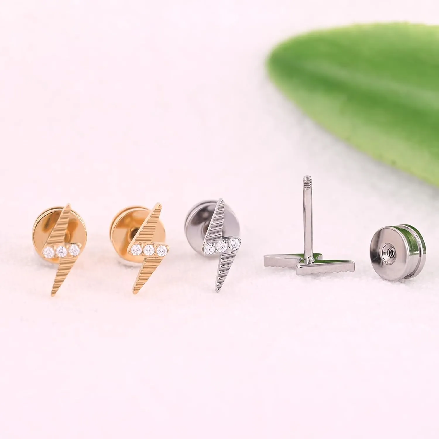 Threadless Flat Back Earrings Hypoallergenic, Silver Stud Earrings for Women, Nap Earrings for Helix Tragus Conch Piercing Jewelry, 18gauge Cartilage Earring