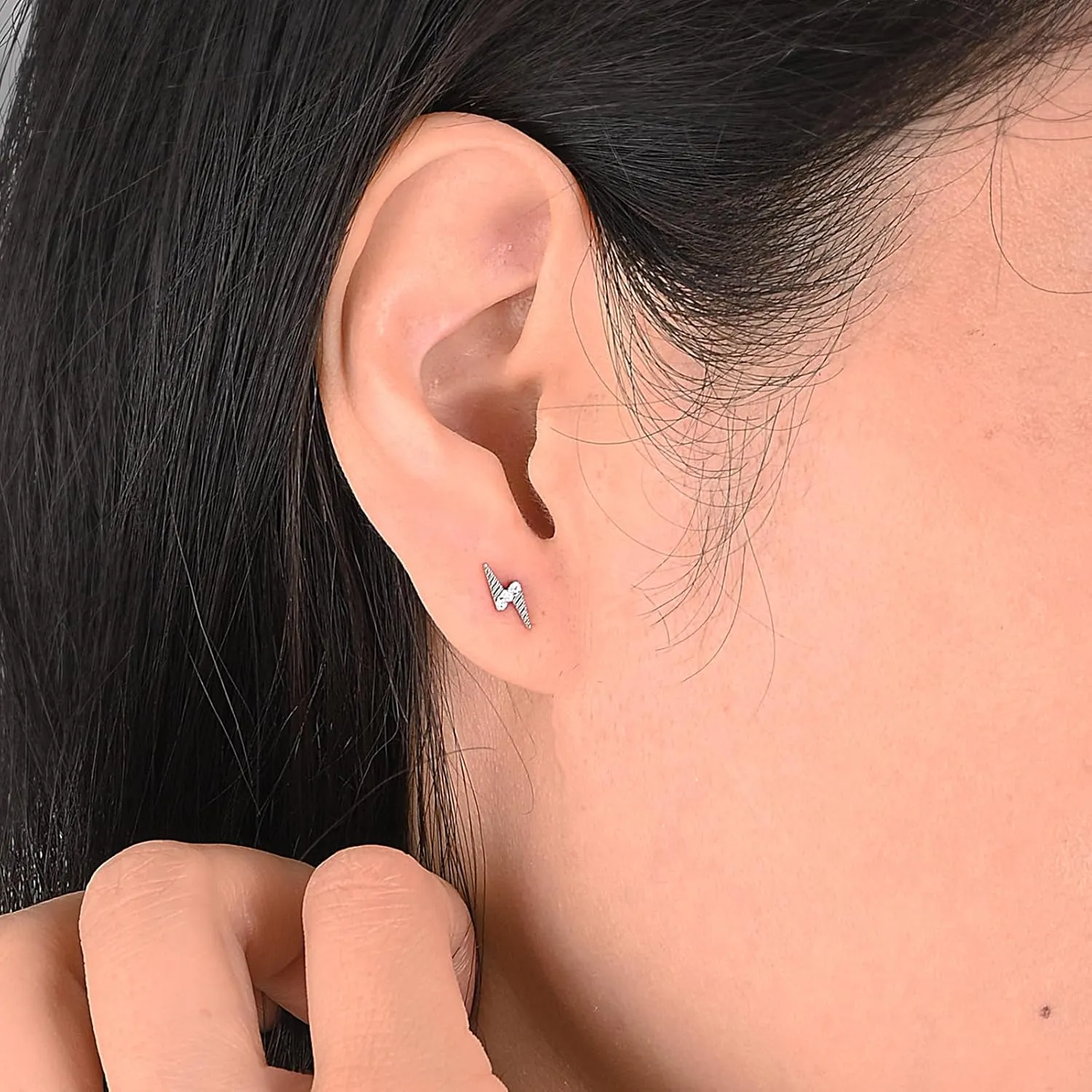 Threadless Flat Back Earrings Hypoallergenic, Silver Stud Earrings for Women, Nap Earrings for Helix Tragus Conch Piercing Jewelry, 18gauge Cartilage Earring