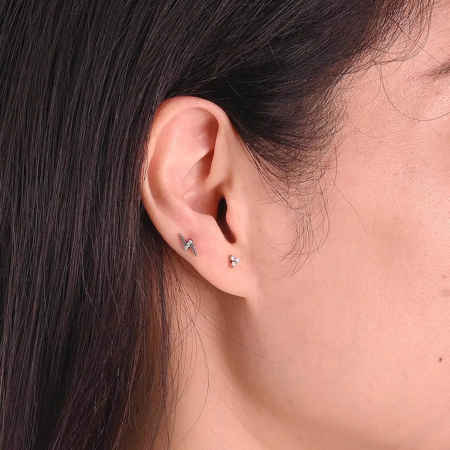 Threadless Flat Back Earrings Hypoallergenic, Silver Stud Earrings for Women, Nap Earrings for Helix Tragus Conch Piercing Jewelry, 18gauge Cartilage Earring