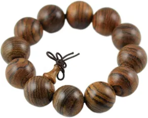 Tibetan Buddhist Natural Tiger Sandalwood Bead Prayer Buddha Mala Bracelet