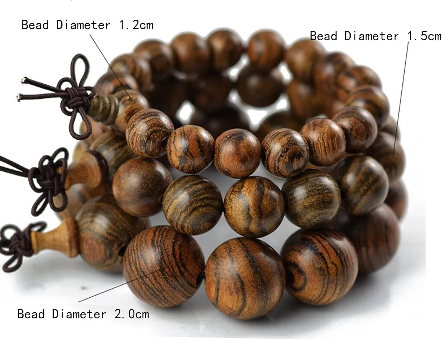 Tibetan Buddhist Natural Tiger Sandalwood Bead Prayer Buddha Mala Bracelet