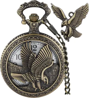 Tiong Eagle Gifts Pocket Watch with Chain Vintage Quartz Pocket Watch Gift for Father's Day Birthday
