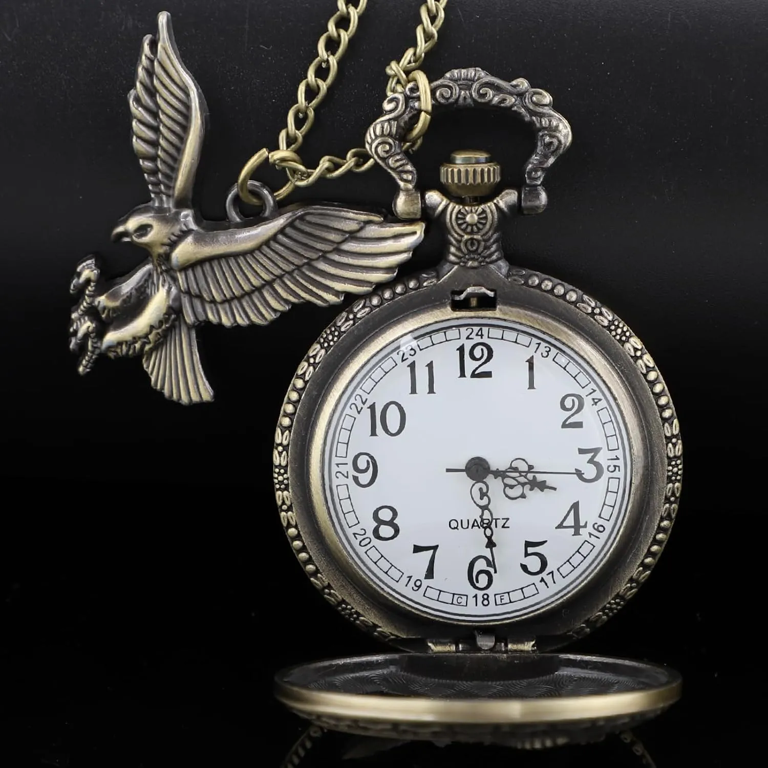 Tiong Eagle Gifts Pocket Watch with Chain Vintage Quartz Pocket Watch Gift for Father's Day Birthday