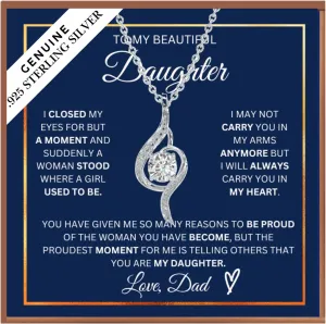 To My Daughter Necklace from Dad, Sterling Silver Daughter Gift