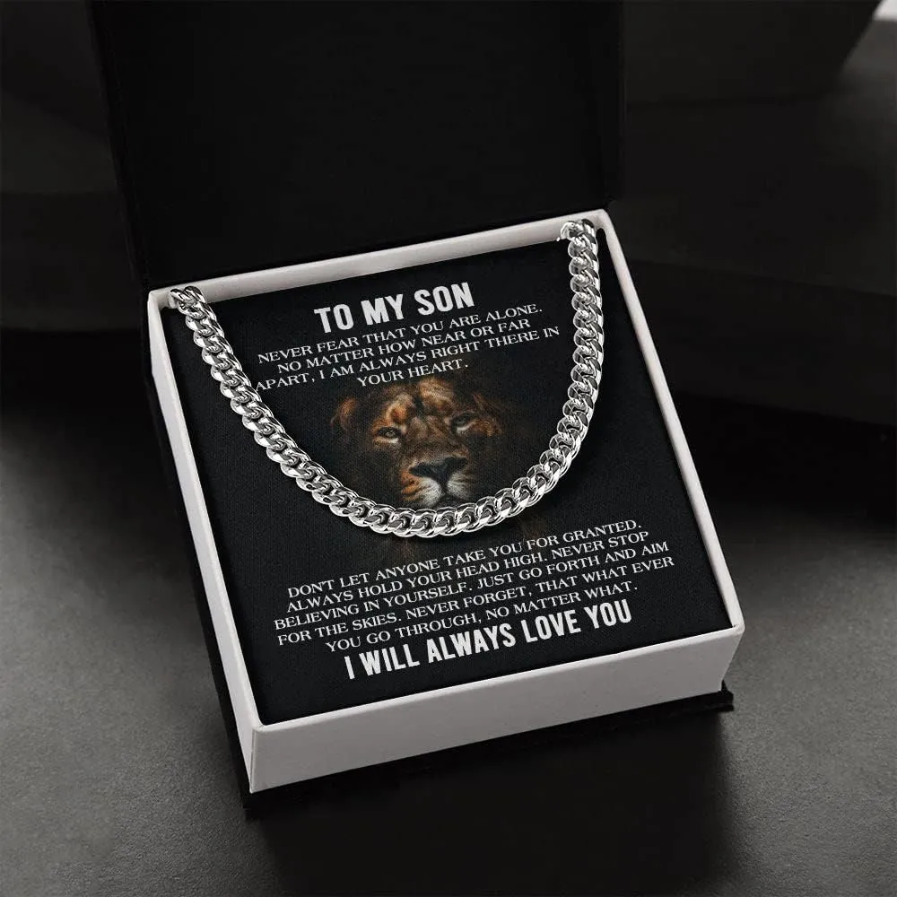 To My Son Cuban Chain Necklace From Mom, Son Necklace From Dad, Mother And Sons Necklaces, Sons Gifts from Father, Gifts for Him Birthday Christmas Anniversary Graduation Day