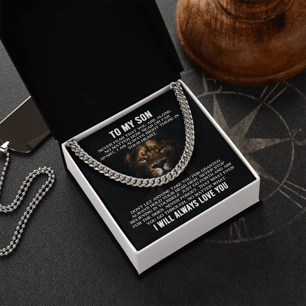 To My Son Cuban Chain Necklace From Mom, Son Necklace From Dad, Mother And Sons Necklaces, Sons Gifts from Father, Gifts for Him Birthday Christmas Anniversary Graduation Day
