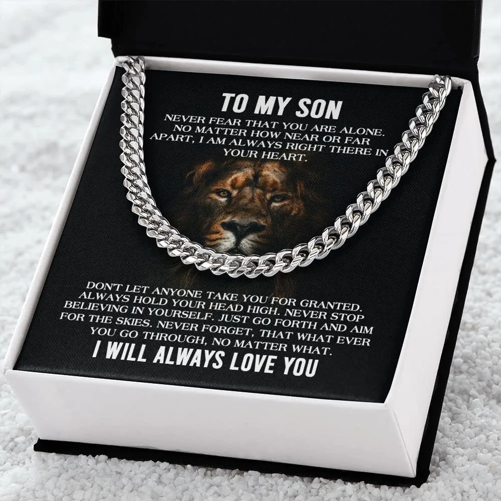To My Son Cuban Chain Necklace From Mom, Son Necklace From Dad, Mother And Sons Necklaces, Sons Gifts from Father, Gifts for Him Birthday Christmas Anniversary Graduation Day