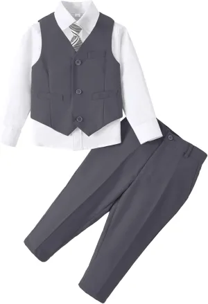 Toddler Suit for Boys Tuxedo Suit Vest and Pants Set Gentleman Outfits Infant Baby Boys Clothes Sets