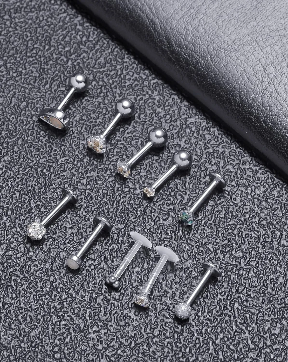 Tornito 9-30Pcs Cartilage CZ Stud Earrings Conch Forward Helix Tragus Daith Piercing Lip Rings Snake Heart Butterfly Jewelry for Women Men 16G Silver Gold Tone