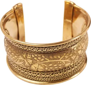 Touchstone Indian Bollywood Desire Brass Base Exotic Workmanship Free Size Cuff Bracelet in Antique Gold Or White Or Copper Tone for Women.