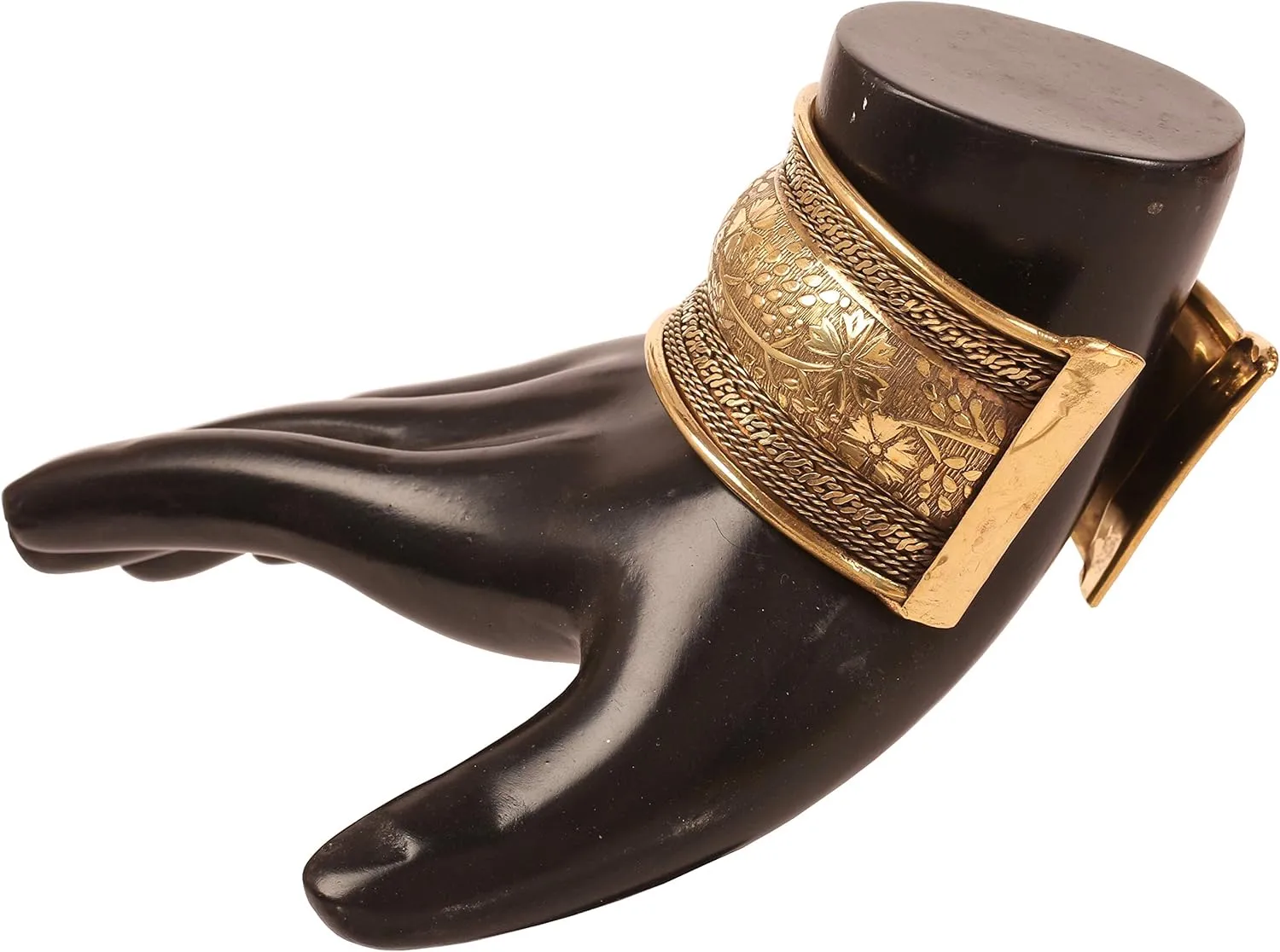Touchstone Indian Bollywood Desire Brass Base Exotic Workmanship Free Size Cuff Bracelet in Antique Gold Or White Or Copper Tone for Women.