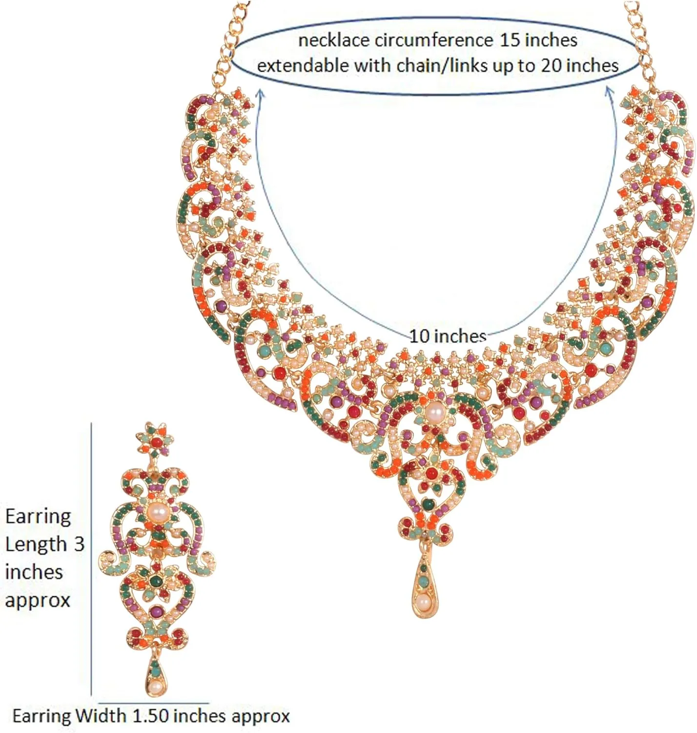 Touchstone Indian jewelry set for women bollywood gold jewellery wedding outfits necklace sets earrings bridal maang tikka fancy costume girls big desi accessories rhinestone in gold or silver tone