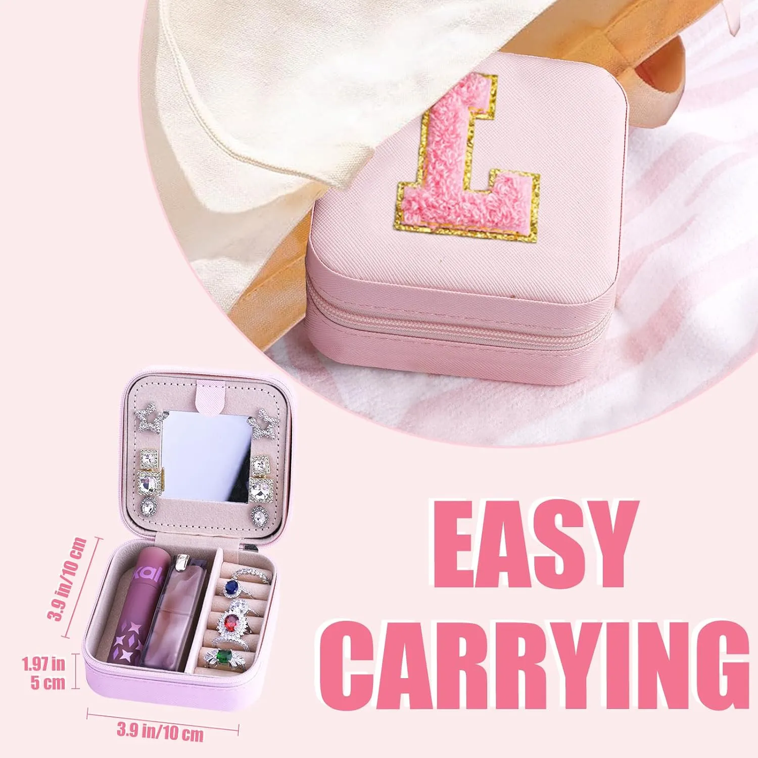 Travel Jewelry Case,Jewelry Travel Organizer for Women Girls Travel Essentials for Rings Earrings Necklace Bracelet Jewelry Box for Mom Grandma Her Bridesmaids
