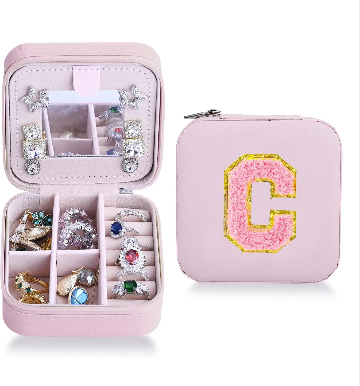 Travel Jewelry Case,Jewelry Travel Organizer for Women Girls Travel Essentials for Rings Earrings Necklace Bracelet Jewelry Box for Mom Grandma Her Bridesmaids