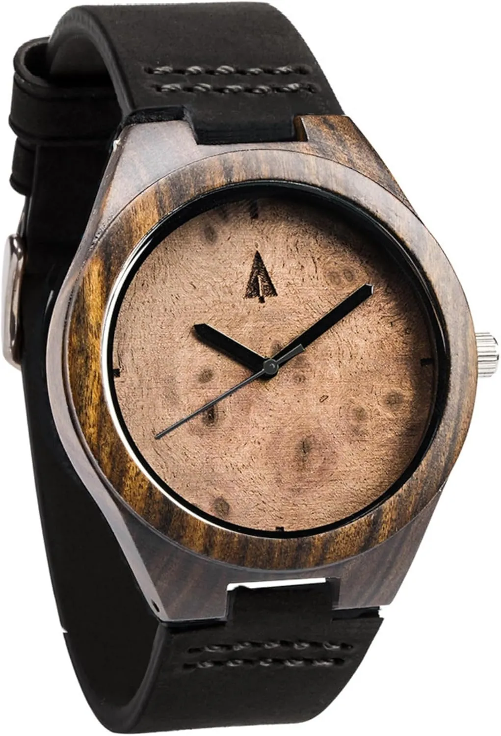 Treehut Wooden Watches for Men, Ebony Walnut Burl Watch, Japanese Quartz Movement, Seoras Stylish Exotic Wrist Chicas Watch with Adjustable Stainless Steel Buckle and Box, Relojes para Hombre