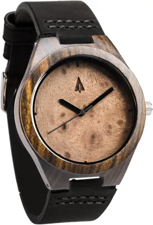 Treehut Wooden Watches for Men, Ebony Walnut Burl Watch, Japanese Quartz Movement, Seoras Stylish Exotic Wrist Chicas Watch with Adjustable Stainless Steel Buckle and Box, Relojes para Hombre