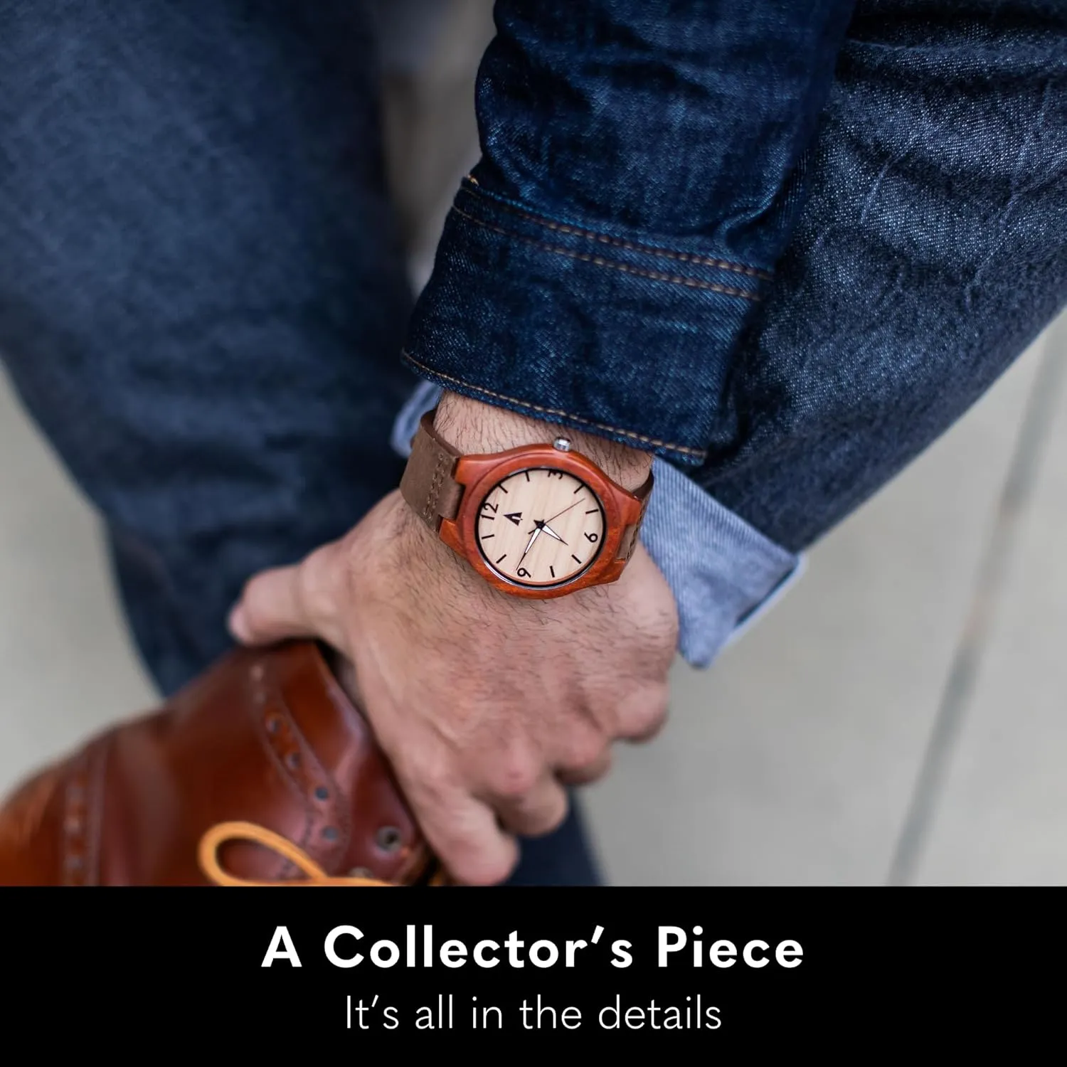Treehut Wooden Watches for Men, Japanese Miyota Movement, Stylish Exotic Wrist Watch with Adjustable Stainless Steel Buckle, Leather Straps, Watch Made Real Bamboo Wood, Relojes para Hombre
