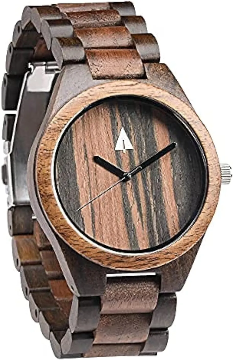 Treehut Wooden Watches for Men, Japanese Quartz Movement, Stylish Exotic Wrist Watch with Adjustable Stainless Steel Buckle, Wooden Straps, Watch Made from Ebony and Zebrawood, Relojes Para Hombre (Black Walnut Wooden 2)