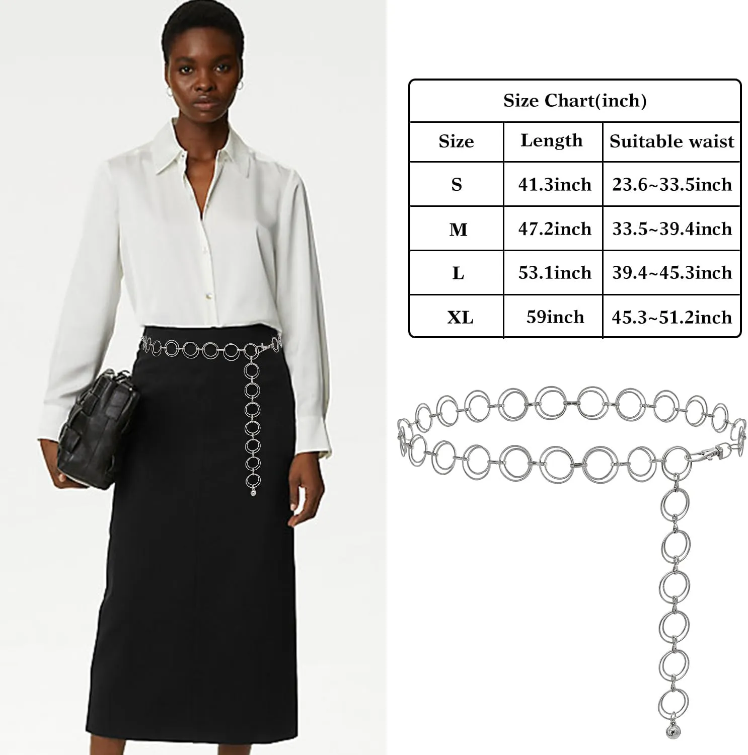 Trendy Women's O-Ring Adjustable Waist Chain - Fashion Accessory for Jeans and Dresses