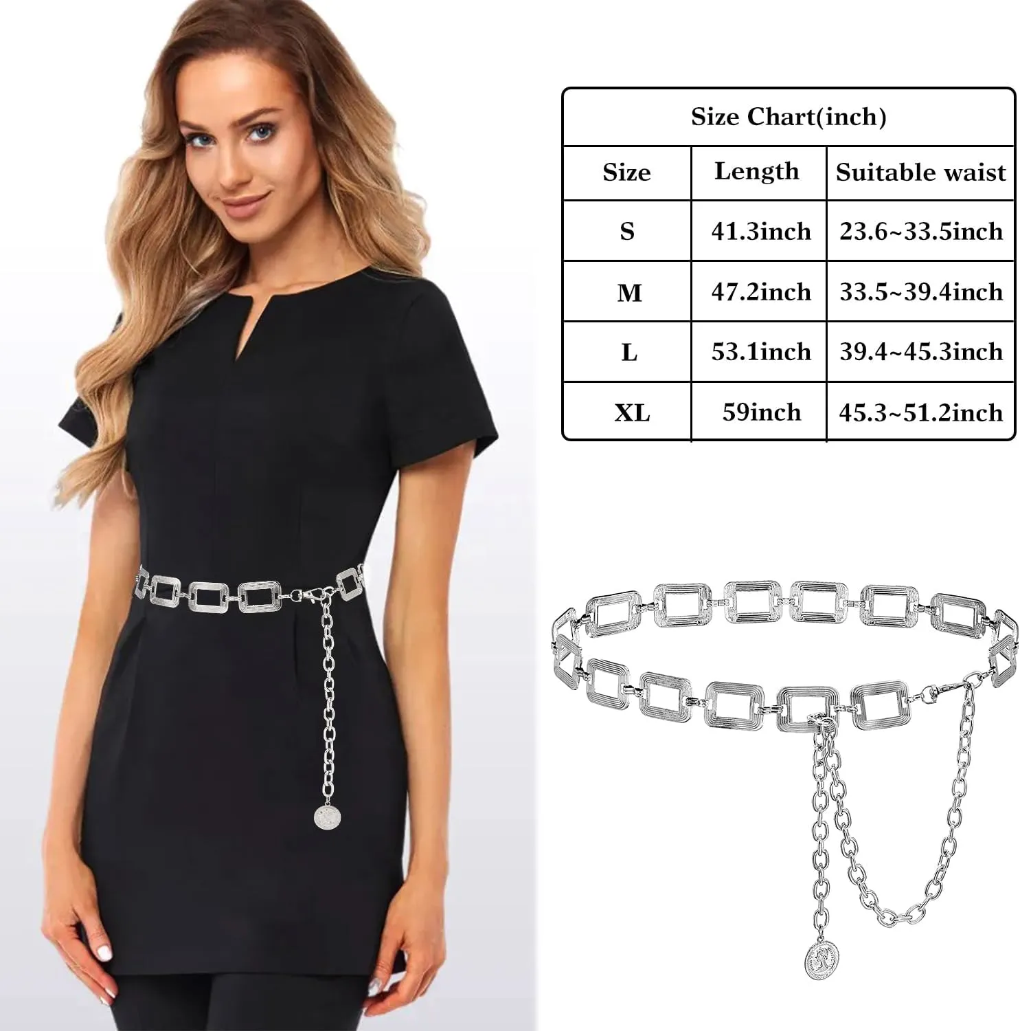 Trendy Women's O-Ring Adjustable Waist Chain - Fashion Accessory for Jeans and Dresses